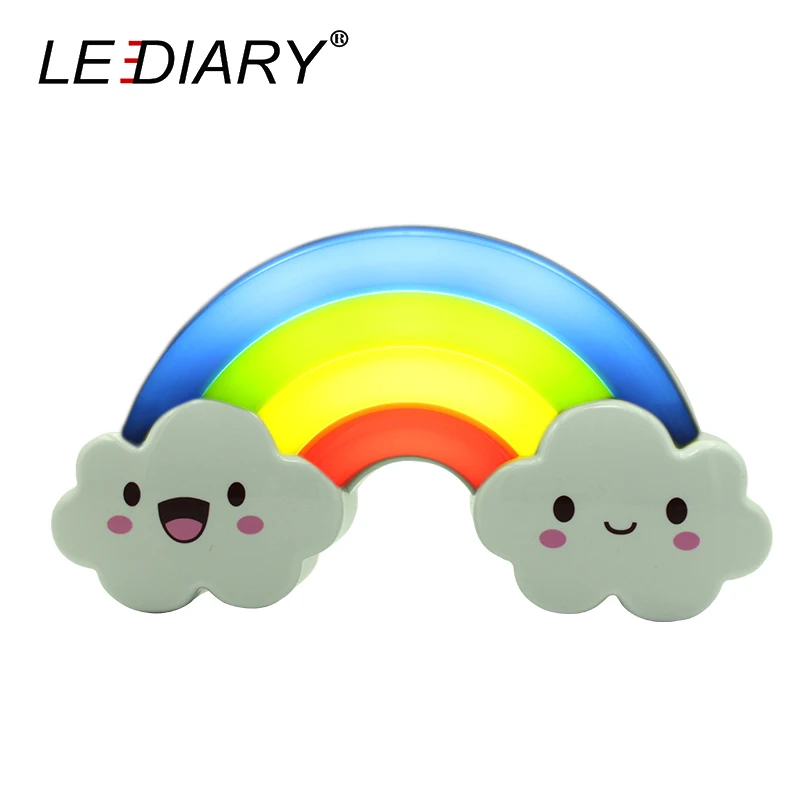 

LEDIARY LED Rainbow Colorful Night Light Voice&Light Control Decorative Lights Baby Bedside Lamp Children Toy Batteries Powered