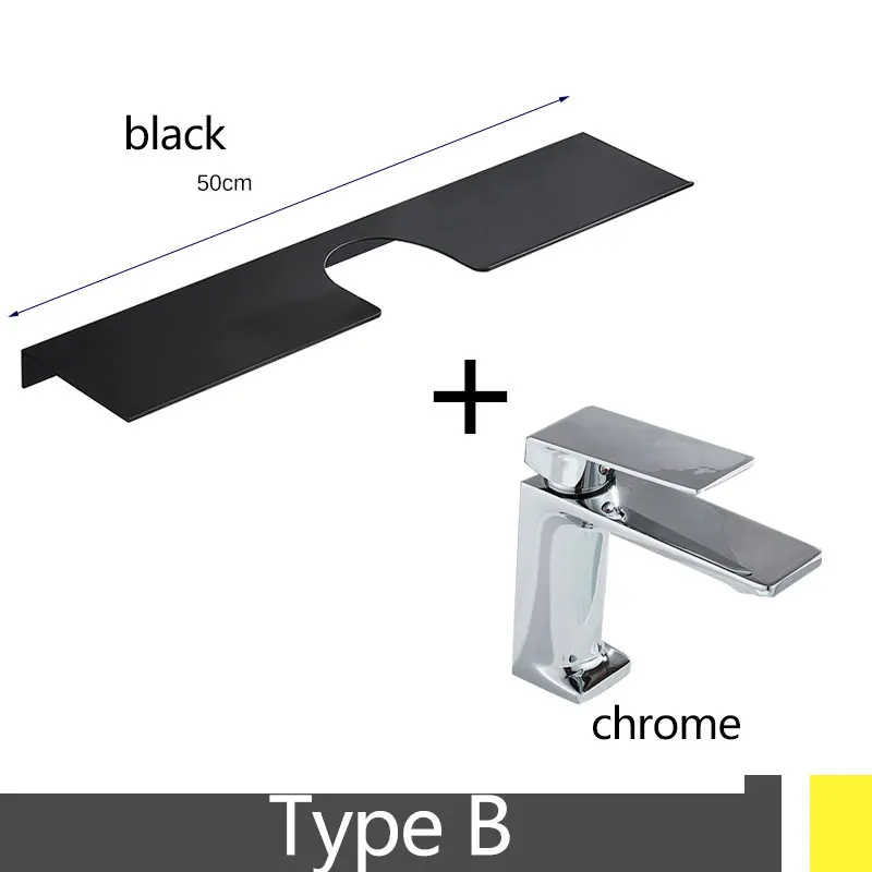 Черная космическая алюминиевая полка для хранения с латунными смесителями, современный смеситель для горячей и холодной воды, раковина, кран, краны torneira - Цвет: Type B