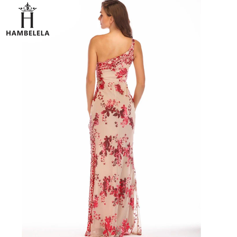 HAMBELELA Sexy Sequin Party Dress Women One Shoulder Long Dress Elegant Glitter Maxi Evening Gown High Split Club Dress Vestido (5)