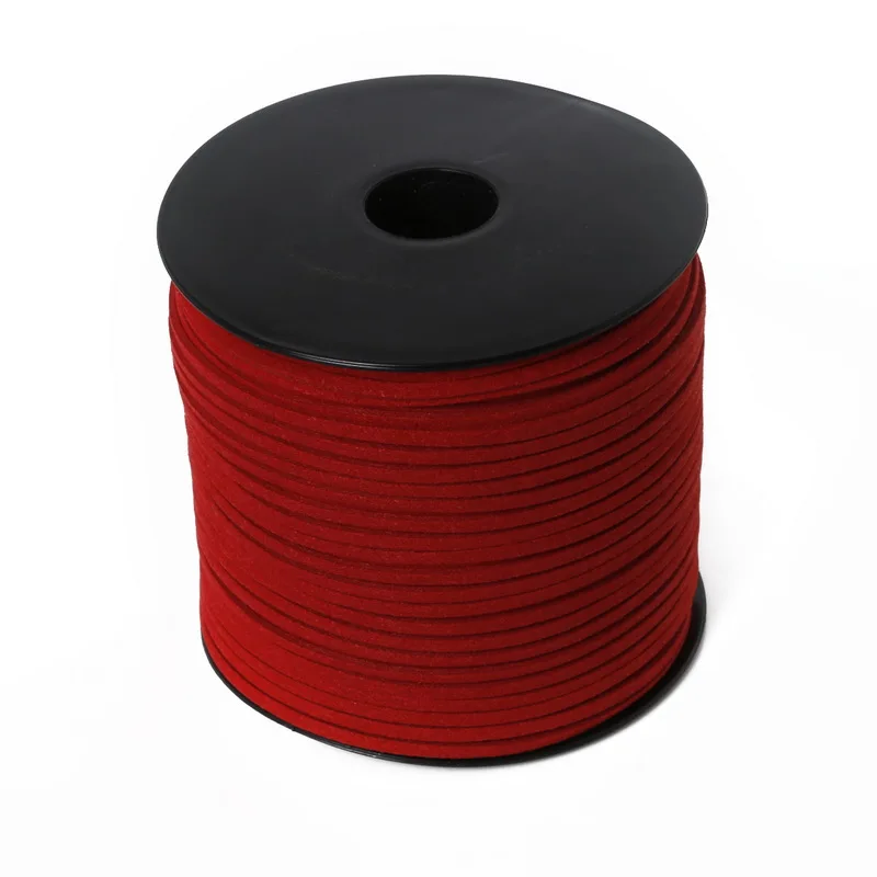 100 Ярд/рулон шнурок из искусственной замши, кожаное кружево 3 мм для одежды, обуви, ювелирных изделий, плетение из бисера, шнуры - Цвет: Red