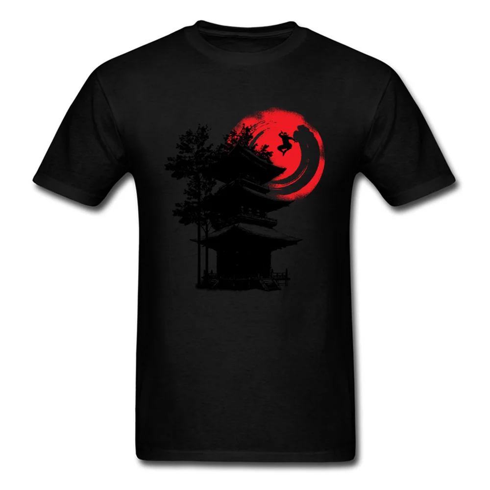 Ninja and Japanese Temple Pure Cotton Mens Short Sleeve Tees Slim Fit Lovers Day T Shirt Casual Clothing Shirt Family O Neck Ninja and Japanese Temple black