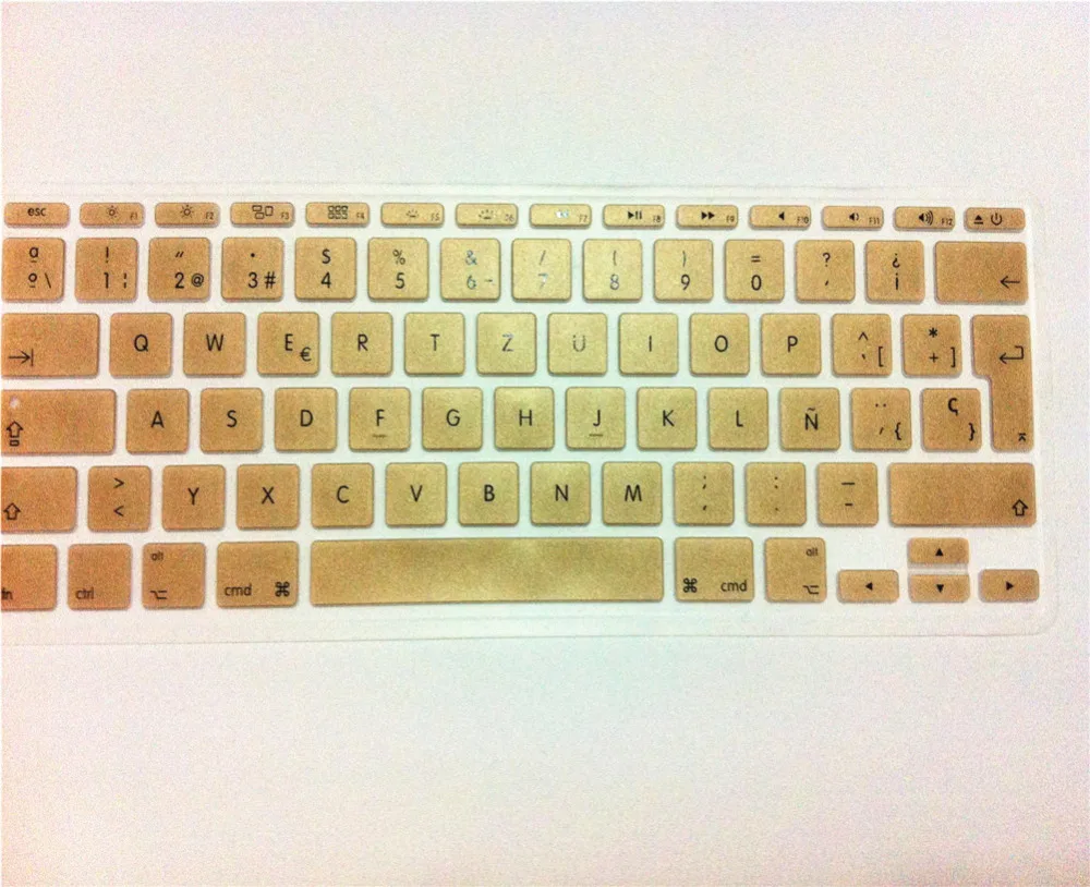 

Gold Spanish EU Silicone Keyboard Cover Skin Protector For MacBook Air 11" 11.6" for Macbook Air 11 Tyrant