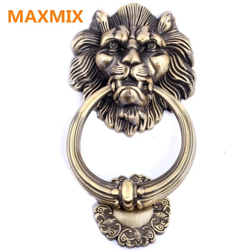 

Zinc alloy antique lion head handle vintage style wood door knocker bronze lionhead sofa wooden chair pull drop rings handles