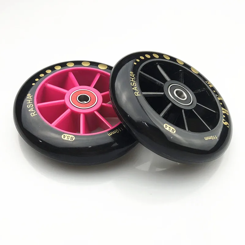 

110mm replacement RASHA inline skate wheels bearing inline Speed skating wheels 85A black red MARS wheels with bearings skates