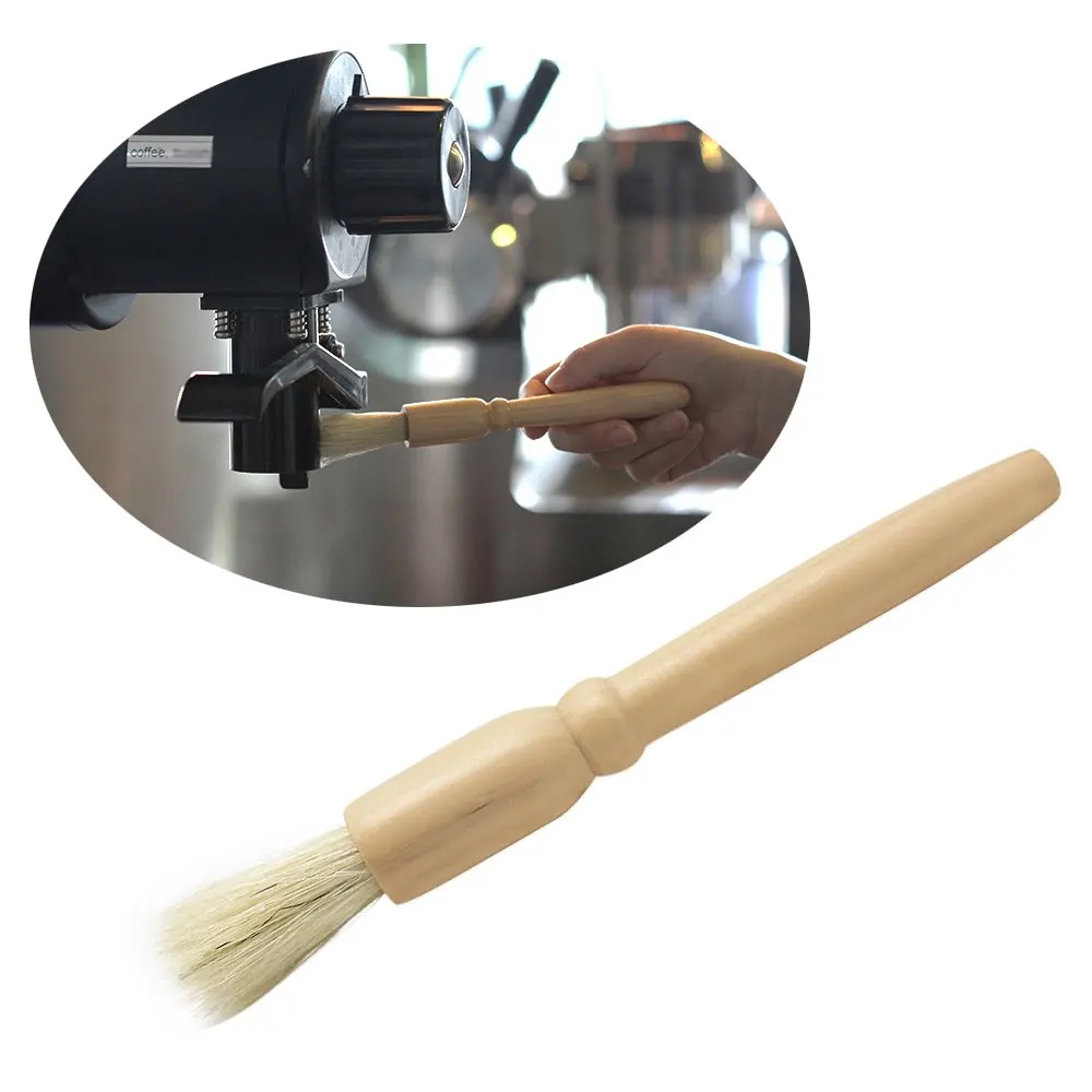 1PC Coffee Grinder machine Cleaning Brush, Heavy Wood Handle & Natural