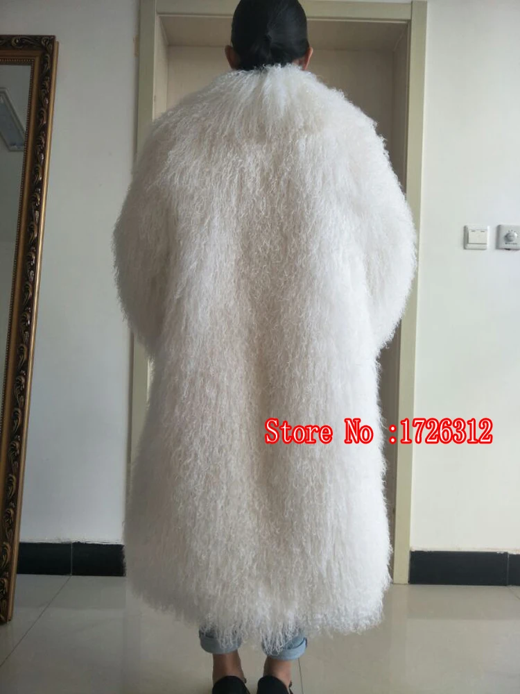 Женское длинное пальто из овчины с натуральным мехом ламы монгольская овечья шуба пляжная шерстяная Верхняя одежда с отложным воротником