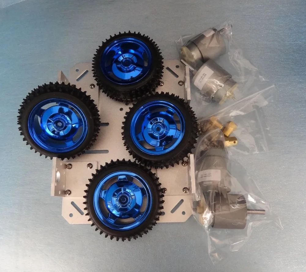 Car Chassis 4WD Smart Car 37mm Motor Aluminum Chassis, Robot Chassis, Large Load-bearing Trolley DIY RC Toy UNO