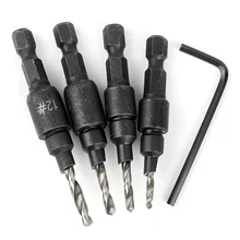 4 Pcs/set Countersink Drill Bit Set with Quick Change Hex Shank High Speed Steel Carbon Steel Counter Bore Woodworking Tool 4 Pcs/set Countersink Drill Bit Set with Quick Change Hex Shank High Speed Steel Carbon Steel Counter Bore Woodworking Tool