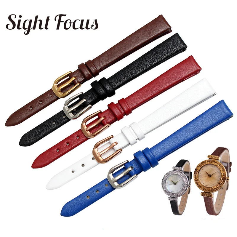 Ultra Thin 6 7 8 10mm Strap Calfskin Cow Leather Watchband Black Blue Red Brown for Calvin Klein Watch Bands Horlogebandje Mujer
