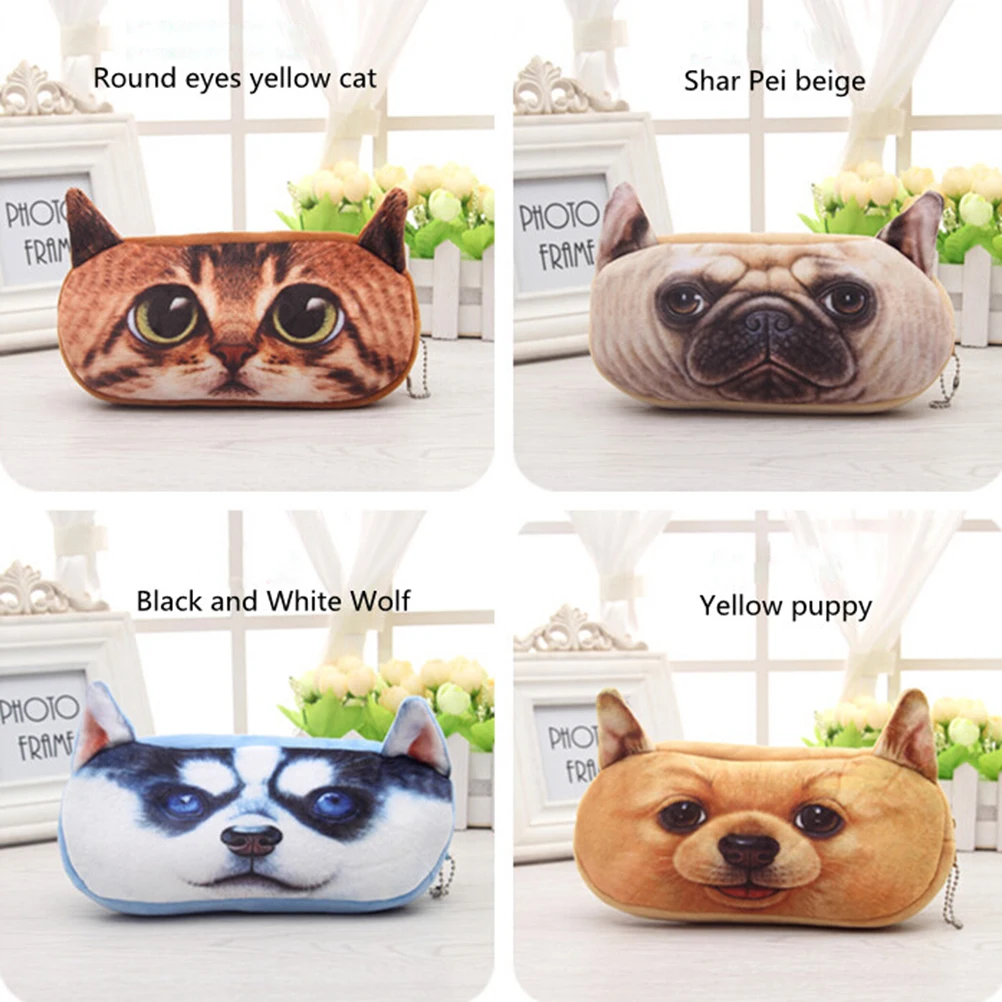 

Kawaii 3D Animals Cat Dog School Pencil Bag Case Plush Fabric Stationery Student Prizes For Children Gift School Supplies