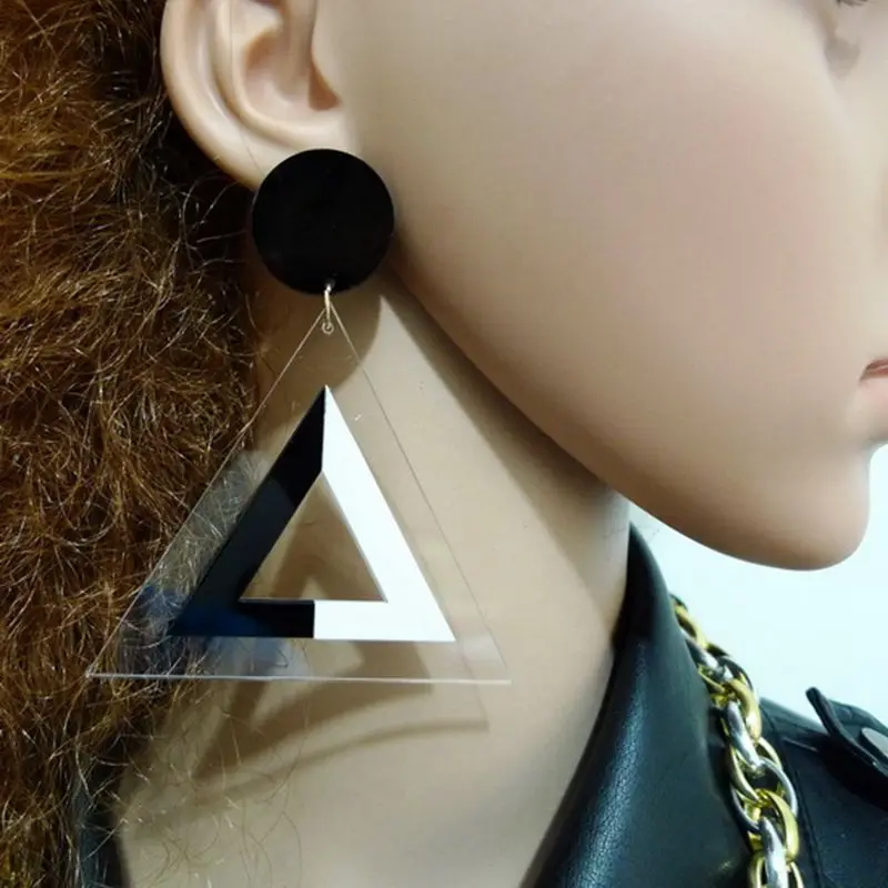 

Night Club Women Singer Jewelry Personality Acrylic Big Triangle Earrings