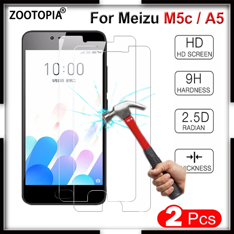 2 шт для Meizu M5c прозрачное закаленное стекло экрана защитное на M710H 9H твердое M5C M 5c