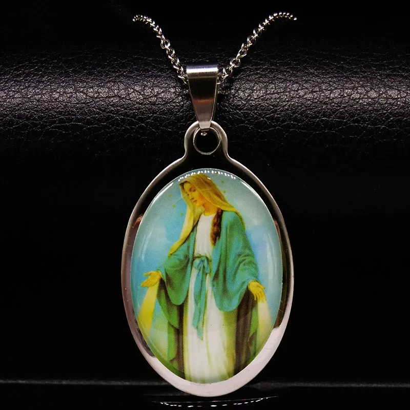 

Virgin Mary Pendants & Necklaces Madonna Stainless Steel Jewelry Mother of God Color Retro Necklaces Jewellery Men Women colar