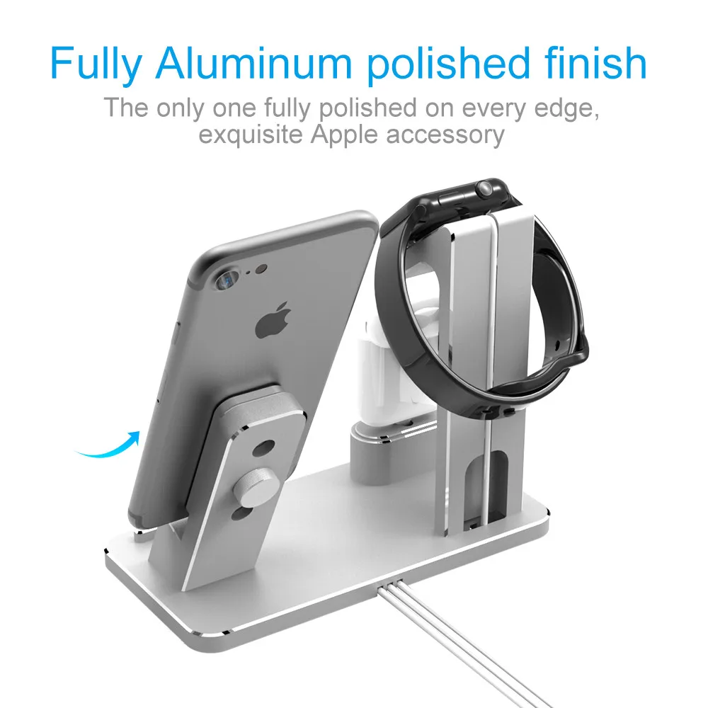Зарядная док станция SZYSGSD 4 в 1 подставка держатель для AirPods IPad Air Mini Apple Watch 38 мм 42