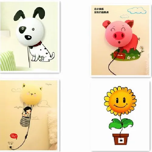 diy 3d wall sticker wallpaper light children 4 cute design dog/pig