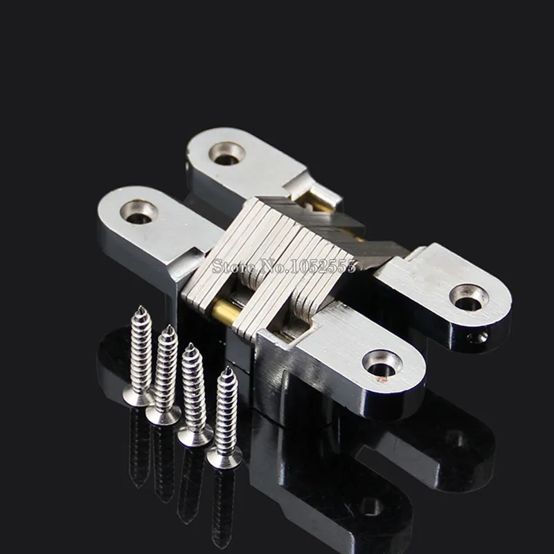 1PCS Hidden Hinges Size 19x95mm Bearing 25KG Invisible Concealed Cross Door Hinge Stainless Steel Hinge For Folding Door KF1061