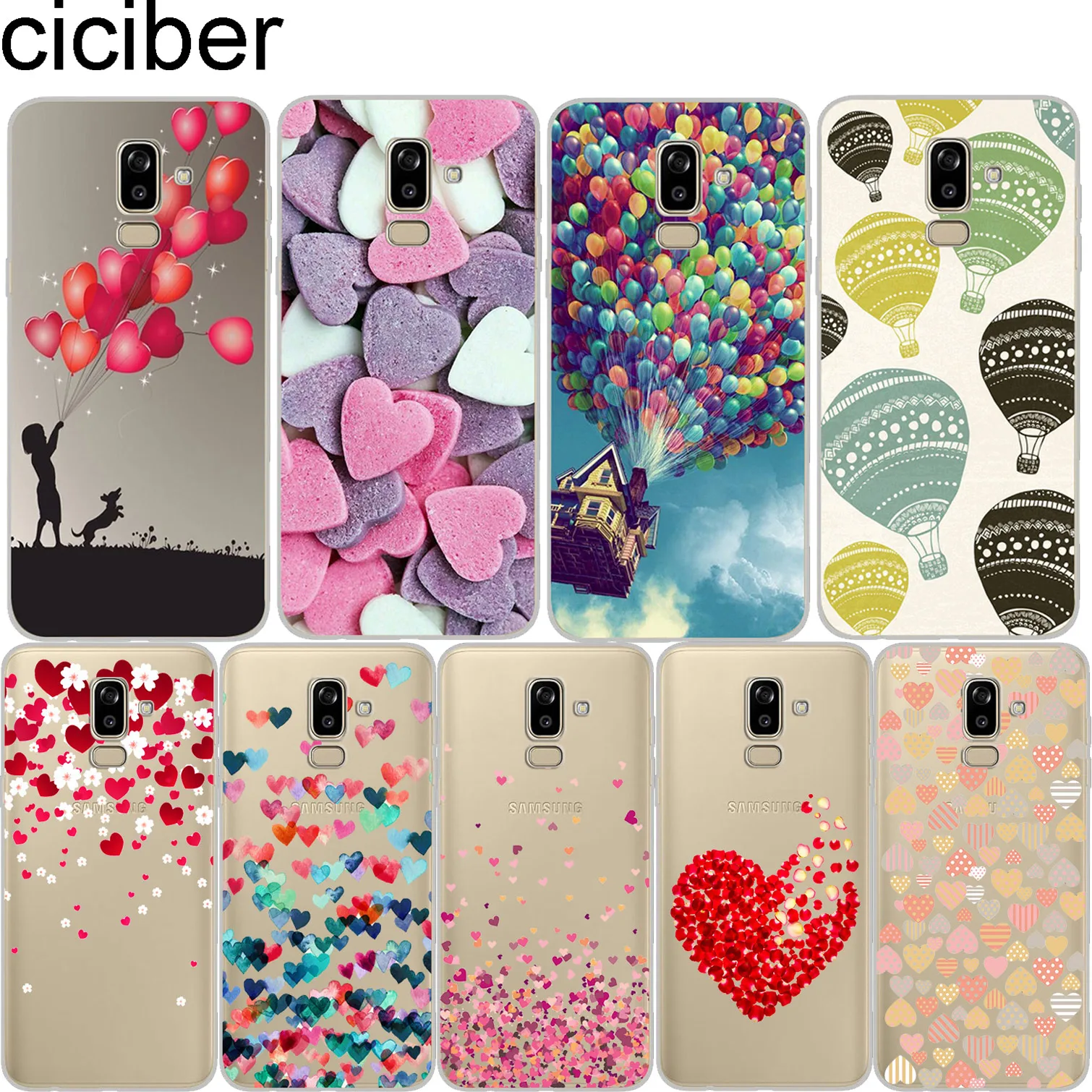 

ciciber For Samsung Galaxy J5 1 2 3 4 6 7 8 Pro Core Plus Prime mini 2016 2017 2018 Duo Phone Case Soft Silicone Clear TPU Heart