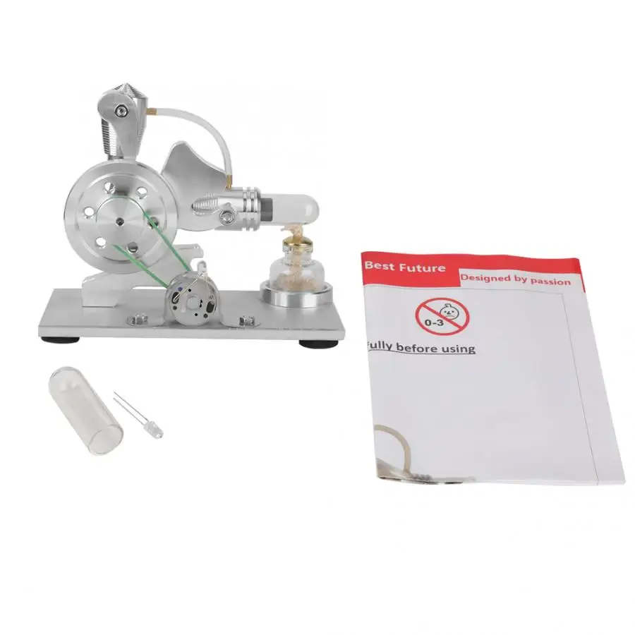 

Mini Stirling Engine Motor Model Kits Students Physical Educational Toy Squirrel Type Model Spare LED Spare Heating Glass Tube