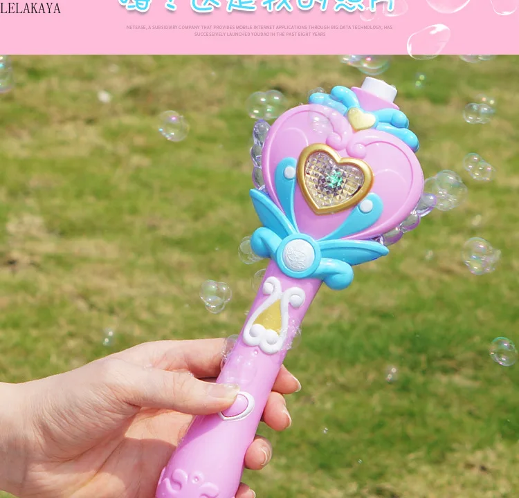 Skup New arrival elektryczne magia skrzydła różdżki automatyczne bańka mydlana pistolet dmuchawa z muzyki rozrywkowej śmieszne zabawki na świeżym powietrzu dla dzieci