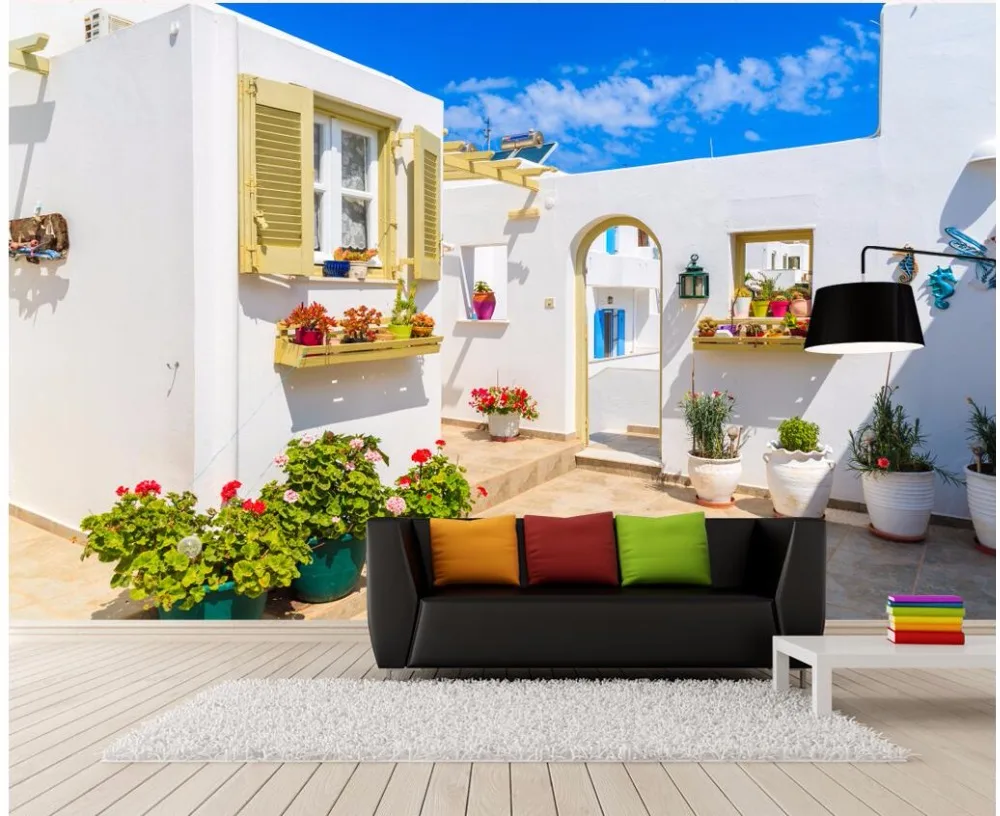 

Custom photo mural 3d wallpaper Greek love seaside architecture room decor painting 3d wall mural wallpaper for walls 3 d
