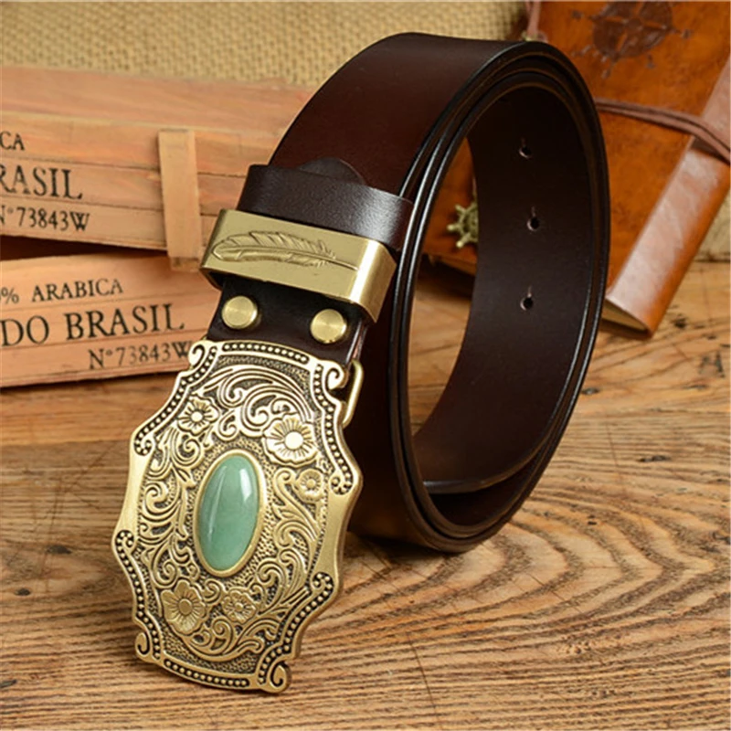 Genuine Leather Chinese Style Buckle Mens Belts Luxury Men Belt TOP Quality Strap Ceinture Homme ...