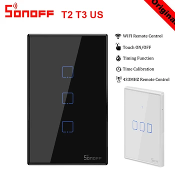 

Sonoff T2 T3 US 120 Size 1/2/3 gang TX Series 433Mhz RF Remote Controlled Wifi Switch With Border Works With Alexa Google Home