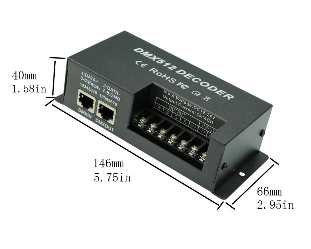 DMX 512 RGBW светодиодный декодер 4 Каналы постоянный диммер светодиодные полосы