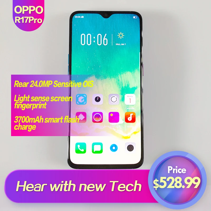 

OPPO R17 Pro Global Rom 6.4"Full Screen Smart phone 3700mAh 2340x1080 Fingerprint ID 1080P Octa Core 25MP+24MP+20MP Super VOOC