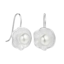 

Luxury Shell Pearl Earrings Temperament Flower Earrings Women Silver Jewelry Simple Fashion Thai Silver Handmade Crafts 2017