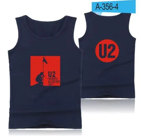 U2 жилет UK Super Rock Music Band, мужские майки, летняя майка для спортзала, хлопковая майка для бодибилдинга, Мужская одежда для фитнеса - Цвет: navy blue