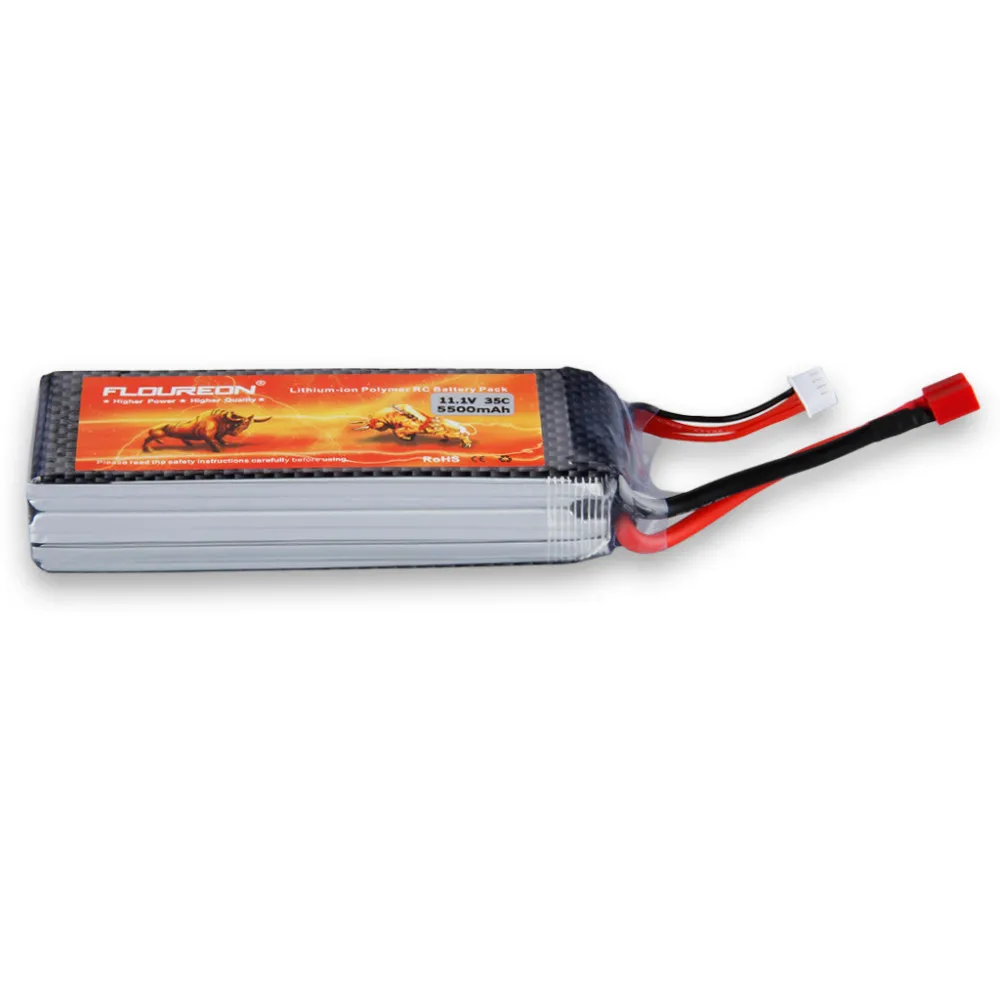 FLOUREON 11,1 V 5500mAh 35C Lipo 3S RC вертолет батарея Dean T Разъем для RC управления игрушки перезаряжаемые литий-полимерные батареи