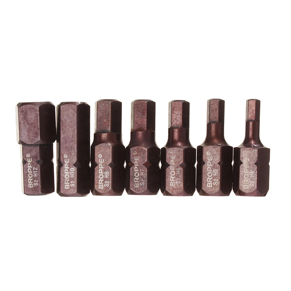 Broppe 7 шт H4 H12 30 мм Шестигранная отвертка бит H4/H5/H6/H7/H8/H10/H12 10 шестигранный хвостовик