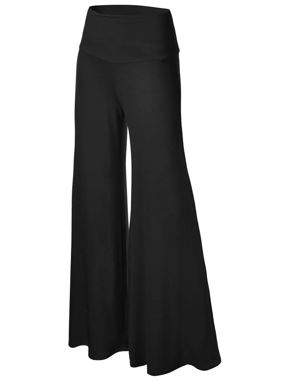 Для женщин Высокая талия широкие Штаны из модифицированного вискозного волокна шикарные Палаццо гостиная брюки, свободные брюки - Цвет: black
