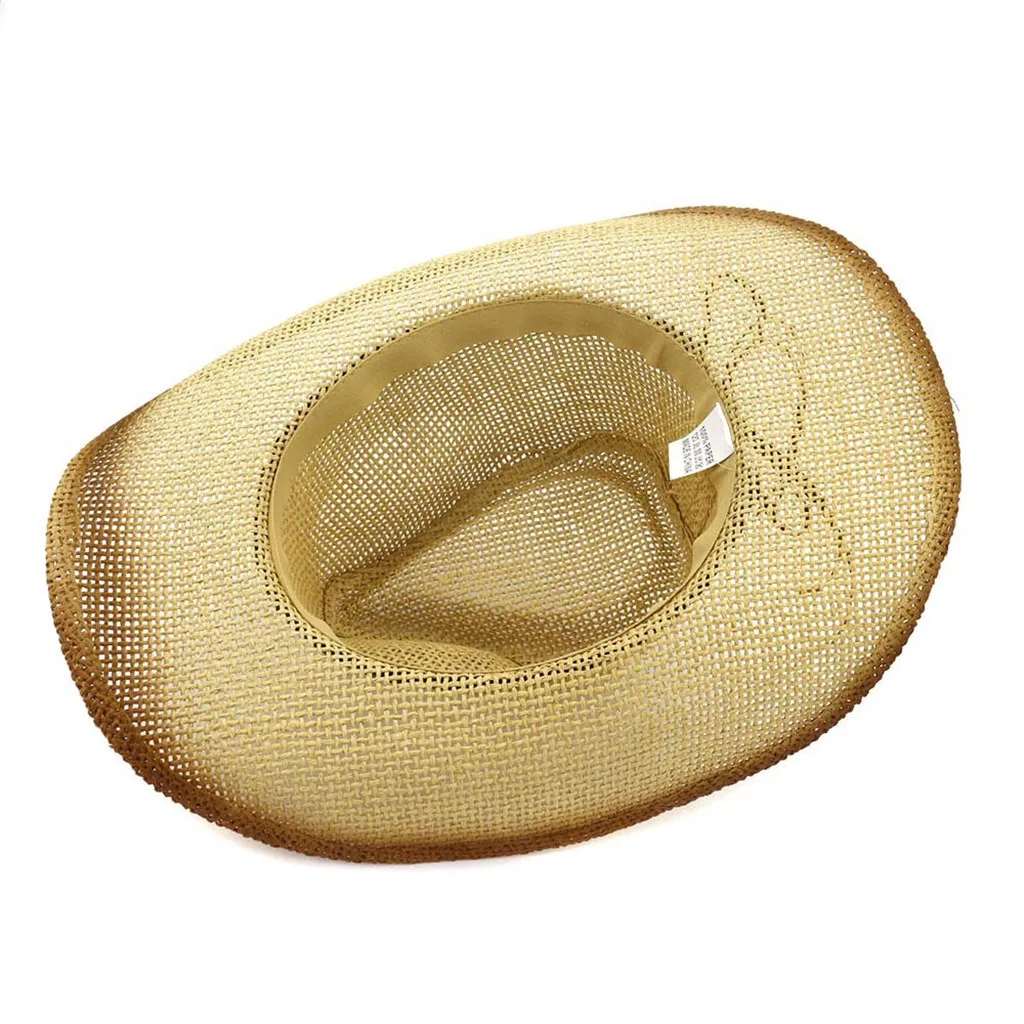 Западная ковбойская шляпа от солнца для мужчин ковбойская летняя шляпа для женщин женская соломенная шляпа с сплавом бисер с перьями пляжная кепка Панама# Zer