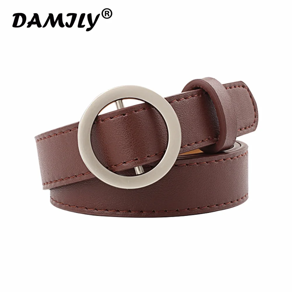 New Silver Round Metal Circle Belt Female Gold Silver Black White PU