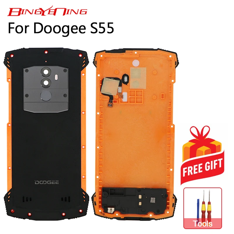 BingYeNing, чехол Для Doogee S55, защитный чехол для батареи, задняя крышка+ громкоговоритель+ кабель с отпечатком пальца+ камера