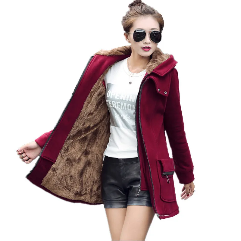 

Plus Size Autumn Winter Women Hoodies Sweatshirts 2019 Fashion Zipper Up Thick Fleece Outwear Casual Hooded Coats Jackets female