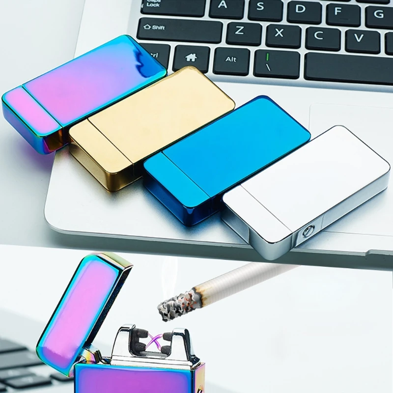 

Rechargeable Cigarette Lighters Windproof USB Dual Electric Arcs Flameless Gifts