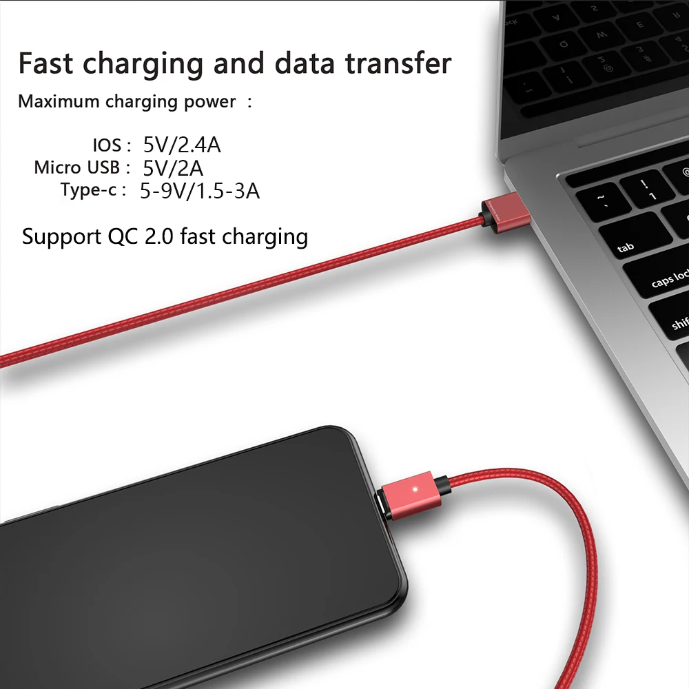 WSKEN X1 Магнитный кабель usb type C кабель для iPhone зарядное устройство 3A Магнитный зарядный Micro USB кабель и USB C кабель провод для samsung