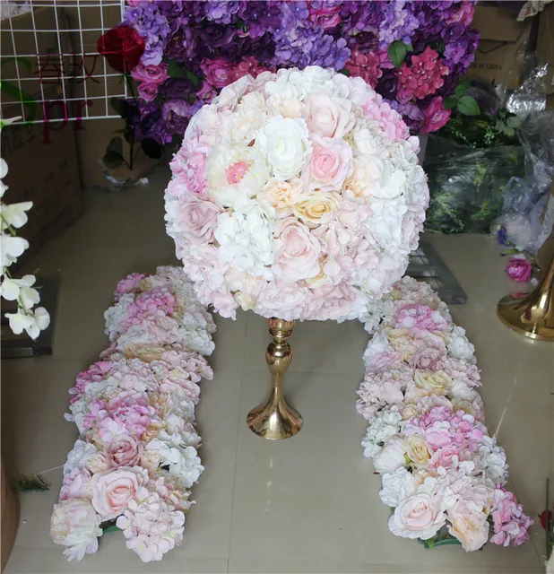 Spr Mix Pink Champagne Series Artificial Rose Wedding Flower Wall Spr Mix Pink Champagne Series Artificial Rose Wedding Flower Wall Backdrop Road Lead Table Centerpiece