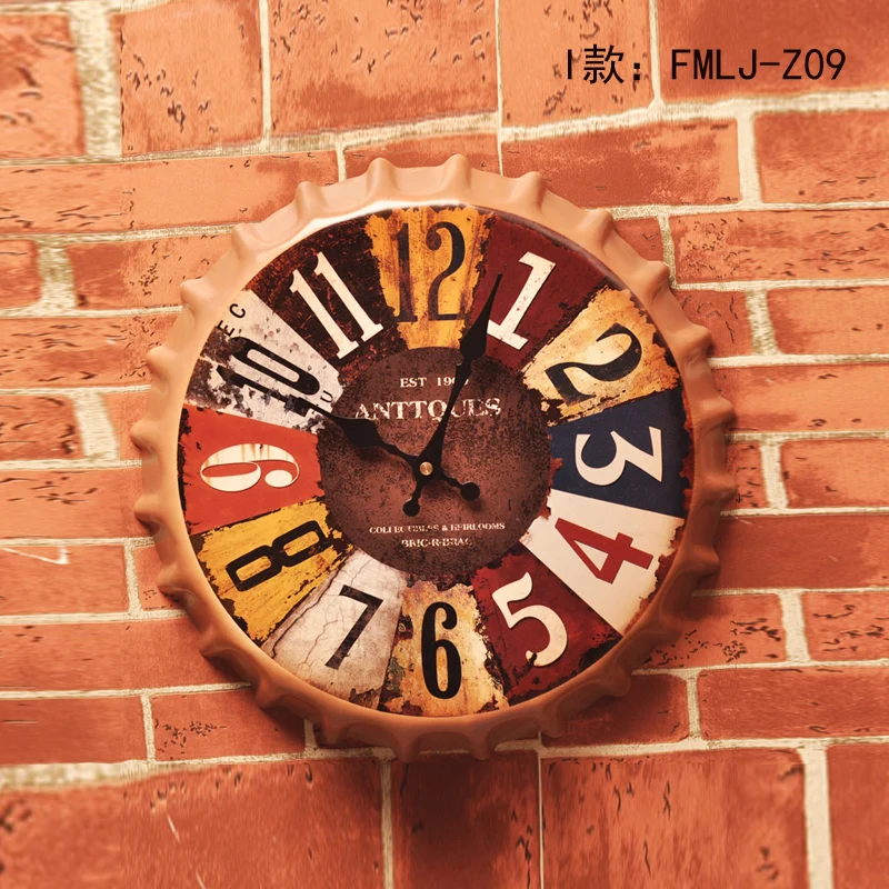 

New arrival Tin Sign"ANTTQUES" Vintage Metal Painting Beer Cap Wall Clock Bar pub Wallpaper Decor Retro Mural Poster Craft