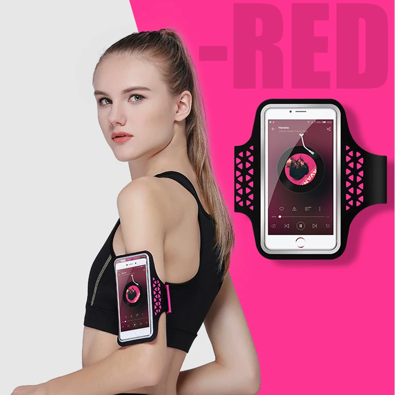 HAISSKY спортивный нарукавный чехол для телефона iPhone XS 11 Pro Max 6 7 8 Plus для бега Brassard повязка на руку для samsung S10 S9 S8 Plus Xiaomi - Цвет: HSK92 Rose Red