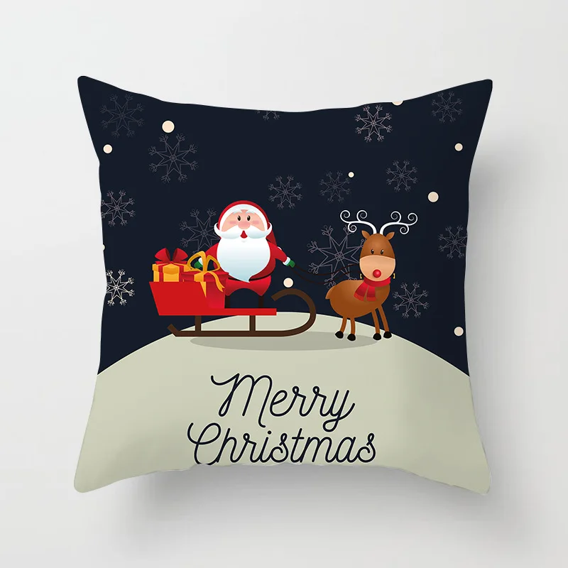 Рождественское украшение, наволочка для подушки, мультяшный Санта Клаус, полиэстеровый чехол для подушки, чехол для подушки с рождественским декором, чехол для подушки s - Цвет: 9