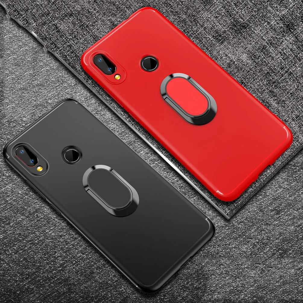 

For Xiaomi Redmi Note 7 Case Soft Silicone Matte Metal Ring Bracket stand Back Cover For Xiaomi Redmi GO Phone Case Holder