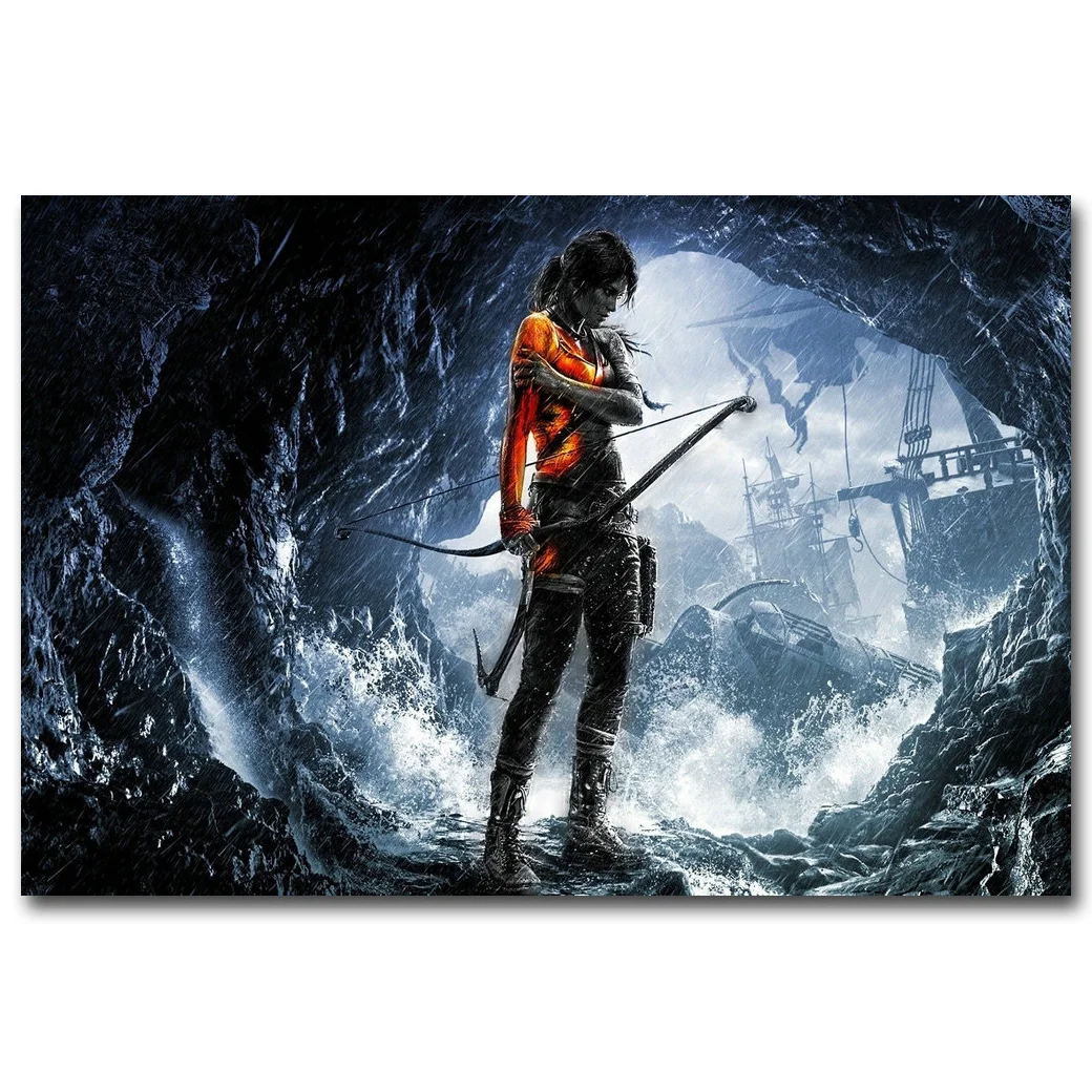 Tomb Raider Lara Croft Art Шелковый постер отпечатанный новая игра Настенная картина домашняя комната