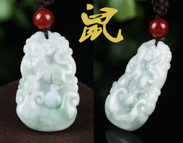 

39x24.2x5.7mm Natural grade A jadeite myanmar green jade Chinese zodiac pig Mysterious protection pendants jade
