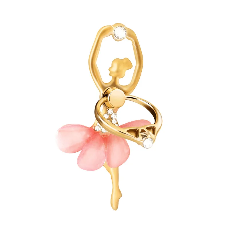 

New Design Universal Metal cute Mobile Phone Holder Ring Rings Ballet Girl Flowers Ring Cat Pattern Cartoon Phone Support Ring