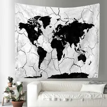 Cilected карта мира настенный гобелен черный и белый напечатанный подвесной ковер для украшения дома настенный гобелен из полиэстера простыня пляжное одеяло