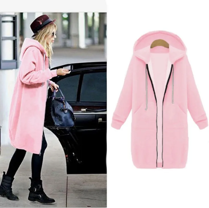 S-5XL Женские Длинные рукава hooded zip-up Топы Блузка для отдыха на осень-зиму повседневные для отдыха куртка с капюшоном Блузка