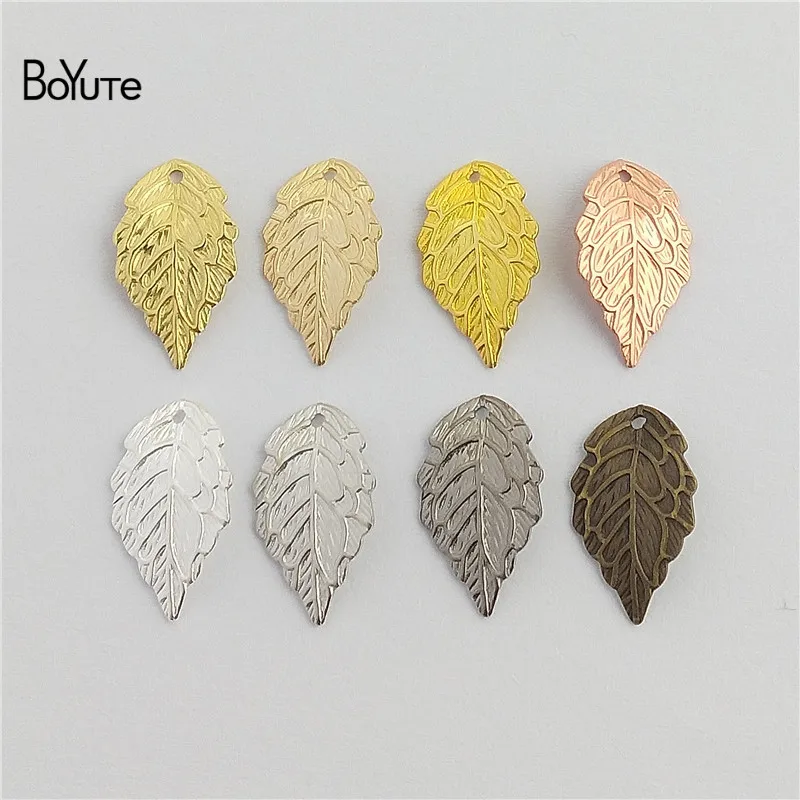 BoYuTe (50 PiecesLot) Metal Brass 1018MM Stamping Leaf Charm Pendants DIY Floating Charms for Jewelry Making (4)